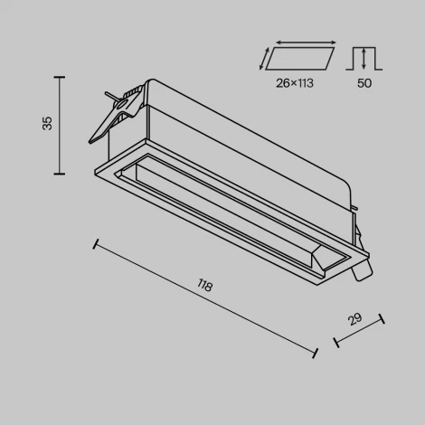 Встраиваемый линейный светильник светодиодный Maytoni Parete DL100-6W2.7-3-4K-B (220V)