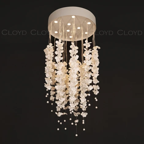 Потолочная люстра с керамическими подвесками и пультом Cloyd Taongi 11333 (регулировка яркости, 220V, цветы)