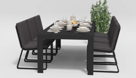 Обеденная группа Gardenini Malia (Алюминий,Ткань/Темно-серый,Антрацит) DMLA.010522.C2