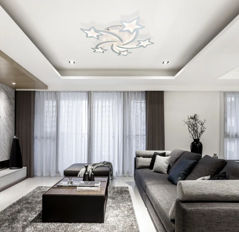 Потолочная люстра с таймером Natali Kovaltseva Smart Home LED LAMPS 81213 (220V, голосовое управление, пульт управления, управление смартфоном, умный дом - Алиса, Tuya Smart, Сири, Smart Life, звезды)