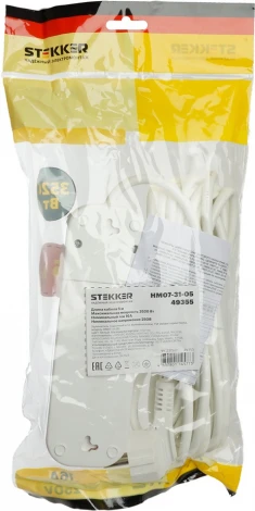 Удлинитель 3-х местный 5 метров с заземлением Stekker Home 49355