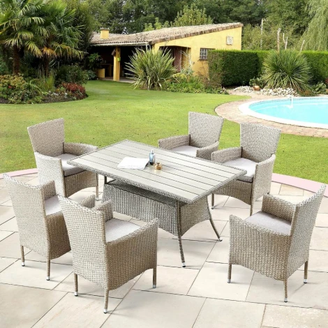 Комплект плетеной мебели Afina AFM-195-6Pcs Beige (6+1)