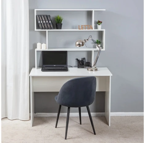 Письменный стол Woodville Дижон с надстройкой белое тиснение 553675