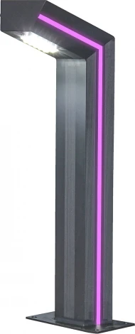 Наземный уличный светильник Kink Light Такоми 09207-F(220V),16(10) серый, с декоративной розовой подсветкой 220V Led 10W (IP65)