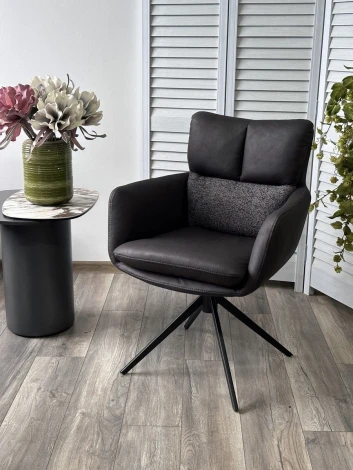 Стул LUIS 360 град. поворот Серый Maison 99# / OTE COBBLE 457 / черный каркас, ®DISAUR (арт.621M05778)