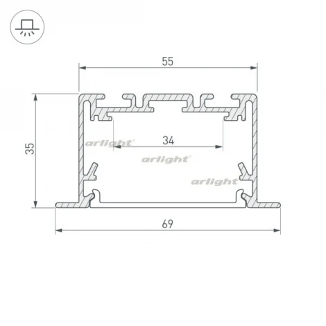 Профиль S2-LINIA69-F-2500 SEAMLESS ANOD (Алюминий) 029470 Arlight