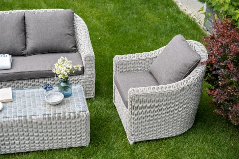 Лаунж-зона из искусственного ротанга, цвет бежевый 4SIS Кон Панна KPS2C2TJ-4-SET beige