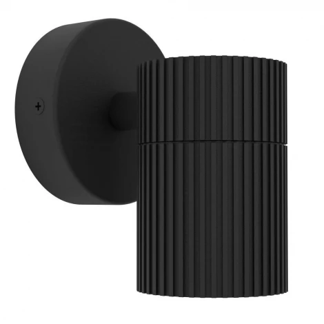 Уличный настенный светильник Eglo Tomelloso 902037 1X28W(GU10), IP44, алюминий, черн, стекло, прозрачн