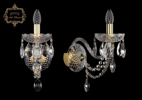 Бра Art Classic 10.12 10.12.1.195.XL.Gd.Sp (220V, хрусталь, подвески, подсвечник, свеча)