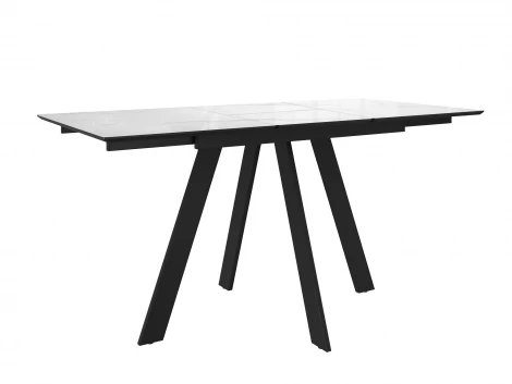 Стол DikLine DKD120 керамика 120(160)х80, Carrara Gloss (мрамор глянец белый), опоры черные (2уп.) 00-00085033
