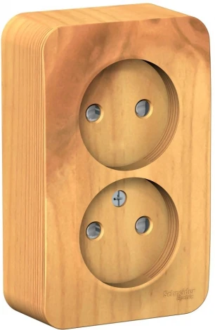 Розетка накладная двойная без заземления со шторками (ясень) Systeme Electric Blanca BLNRA001215