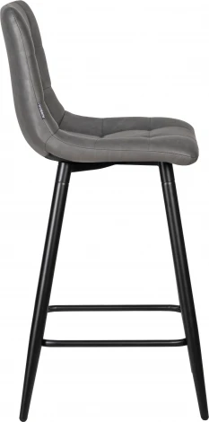 Стул полубарный DOBRIN OLIVIA (черные матовые ножки, серая антрацитовая винтажная экокожа (RU-08))