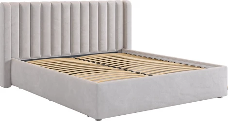 Кровать с основанием Ева 160х200 см Mebelson (ЛДСП,Ткань,Велюр/Серый) арт.ZO.KM1.6-23.2173