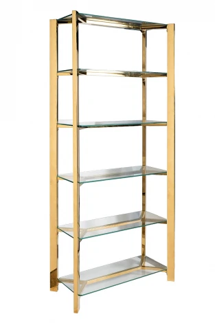 GY-08728 Стеллаж стекло прозр/золото 80*35*180см Garda Decor