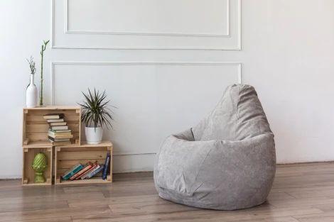 Кресло мешок Dreambag Груша Серый Микровельвет (3XL, Классический) 5013241
