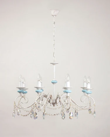 Подвесная люстра Abrasax L.8303-8CREAM/G (220V, на цепи, свеча)