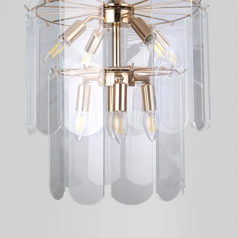 Подвесная люстра Wi-Fi Eurosvet Claire 60170/8 золото (220V, управление смартфоном, голосовое управление, умный дом - Minimir Home, Алиса, Маруся, Салют, на тросе)