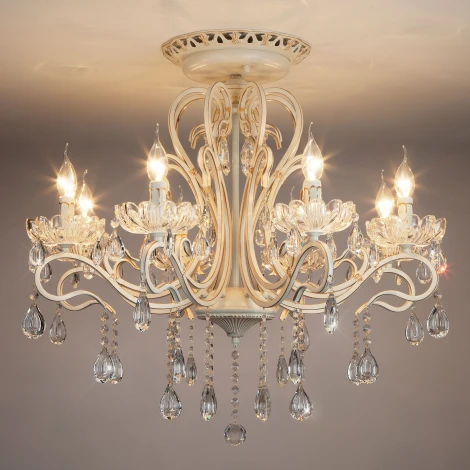Потолочная люстра Eurosvet 12205 12205/8 белый (хрусталь Strotskis, подсвечник, свеча)
