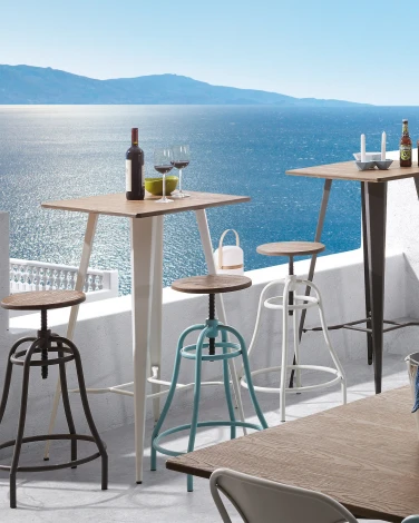 Барный стул La Forma (ex Julia Grup) Malira (Серый,Черный,Графит/ Фанера,Бамбук,Сталь,Дерево,Металл)