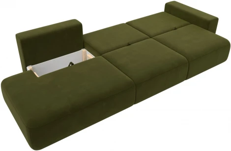 Диван прямой Лига-036 НПБ Модерн Лонг подлокотник справа (Зеленый/Микровельвет) Лига Диванов арт.121351