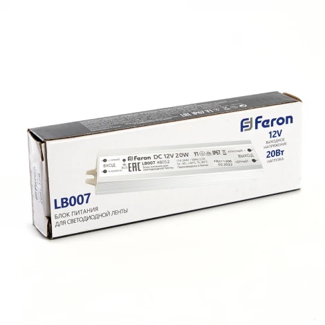 Трансформатор для светодиодной ленты 20W 12V IP67 (драйвер) Feron LB007 48052