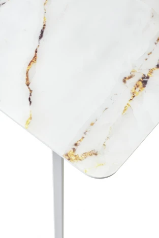 Стол АРУБА 140 нераздвижной АУРУМ, стекло/ БЕЛЫЙ каркас