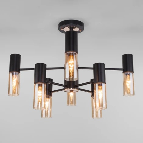 Потолочная люстра Wi-Fi на штанге Eurosvet Tesoro 70125/8 черный (220V, управление смартфоном, голосовое управление, умный дом - Minimir Home, Алиса, Маруся, Салют)