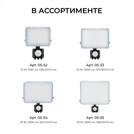 Прожектор уличный светодиодный с датчиком движения Apeyron 05-54