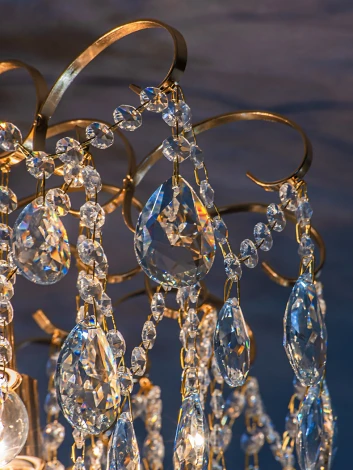 Люстра потолочная на штанге Crown 1113/7PL E27*60W White/Gold (220V, хрусталь, круглые)