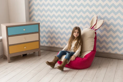 Кресло мешок Dreambag Зайчик Крем-Малина (Классический) 19187