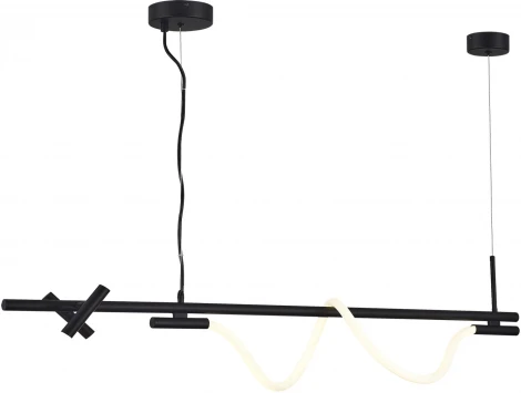 Подвесной светильник с гибким неоном ST Luce Marlow SL6118.403.03 Черный/Черный LED 2+1*3+11W 4000K (220V, на тросе, асимметрия)