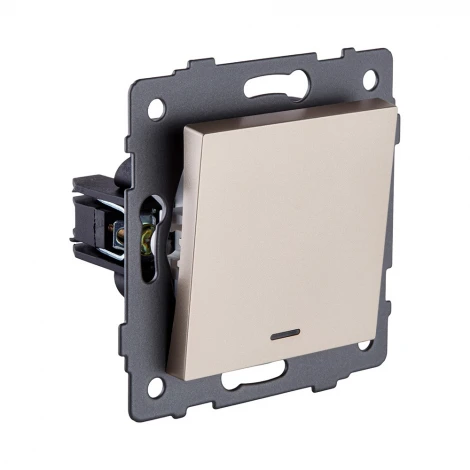 Выключатель 1-клавишный 10А/250В с LED подсветкой, золотой Kollinger REA-S-002GD для Aspekt, Eleganz, Reflex