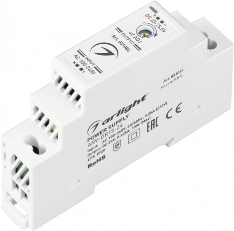 Блок питания ARV-DR15-24 (24V, 0.63A, 15W) (IP20 DIN-рейка) 031084 Arlight ARV