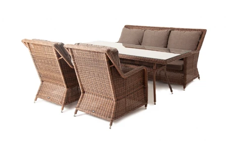 Обеденная группа из искусственного ротанга, цвет коричневый 4SIS Гляссе GS3C2СT-4-SET brown