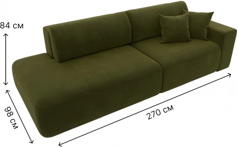 Диван прямой Лига-036 НПБ Модерн подлокотник справа (Зеленый/Микровельвет) Лига Диванов арт.121334