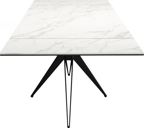 Стол DikLine KW160 мрамор С41 (керамика белая)/опоры черные 00-00069810