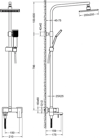 Душевая стойка Timo Selene SX-2013/03 черный