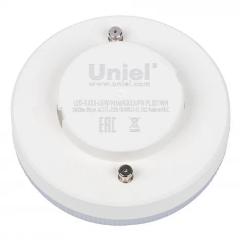 Лампочка светодиодная таблетка белая GX53 16W 4000K Uniel LED-GX53-16W/NW/GX53/FR PLZ01WH