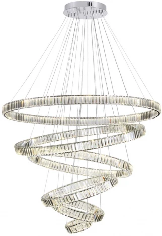 Подвесная люстра ярусная большая в виде спирали Odeon Light Vekia 4930/260L хром/прозрачный металл/хрусталь LED 260W VEKIA (220V, на тросе, спираль)