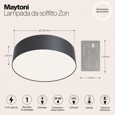 Потолочный светильник Zon 4000K 1x26Вт 120° LED Maytoni Technical C032CL-L32B4K