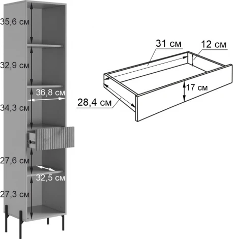 Гостиная "Доминика К3" (2620х350х1950) Mebelson (ЛДСП/Дуб крафт золотой) арт.ГК03Доминика.3369