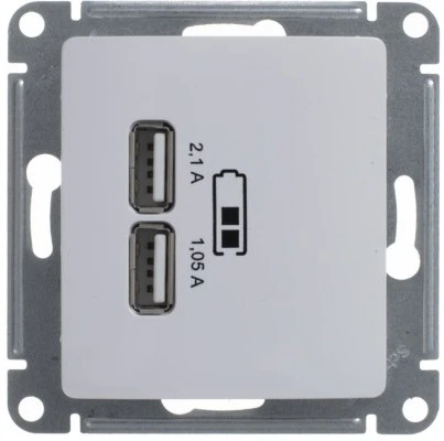 Розетка встраиваемая USBх2 (белый) Systeme Electric Glossa GSL000133