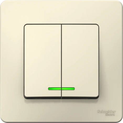 Выключатель встраиваемый двухклавишный с подсветкой (молочный) Systeme Electric Blanca BLNVS006512