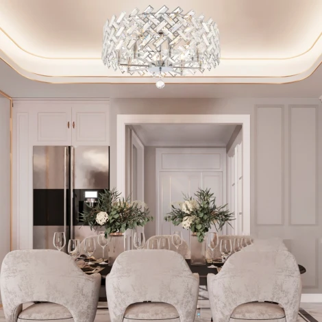 Потолочная люстра хрустальная на штанге Arte Milano Sorrento-7019 377019/8/50/570 CR (220V)