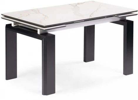 Керамический стол Woodville Давос 140х80х78 белый мрамор / черный кварц 532379
