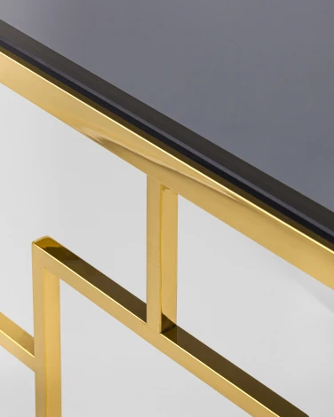 Журнальный столик Stool Group 55*55 БРУКЛИН стекло smoke сталь золото УТ000001963