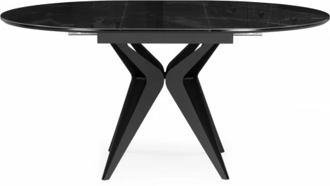 Стол стеклянный Notta Рикла 120(160) черный мрамор / черный арт.612858
