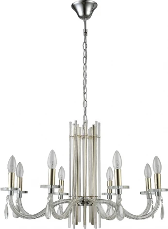 Подвесная люстра AURELIO SP8 GOLD+CHROME/TRANSPARENT Crystal Lux (220V, хрусталь, на цепи, свеча)