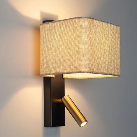 Бра с песочным абажуром и выключателем с подсветкой для чтения Citilux Dekart CL704483