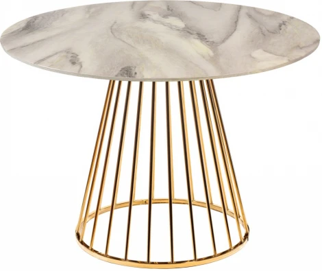 Стол Bradex Home Liverpool диам.100см, керамогранит белый мрамор с золотистыми ножками (FR 0947)